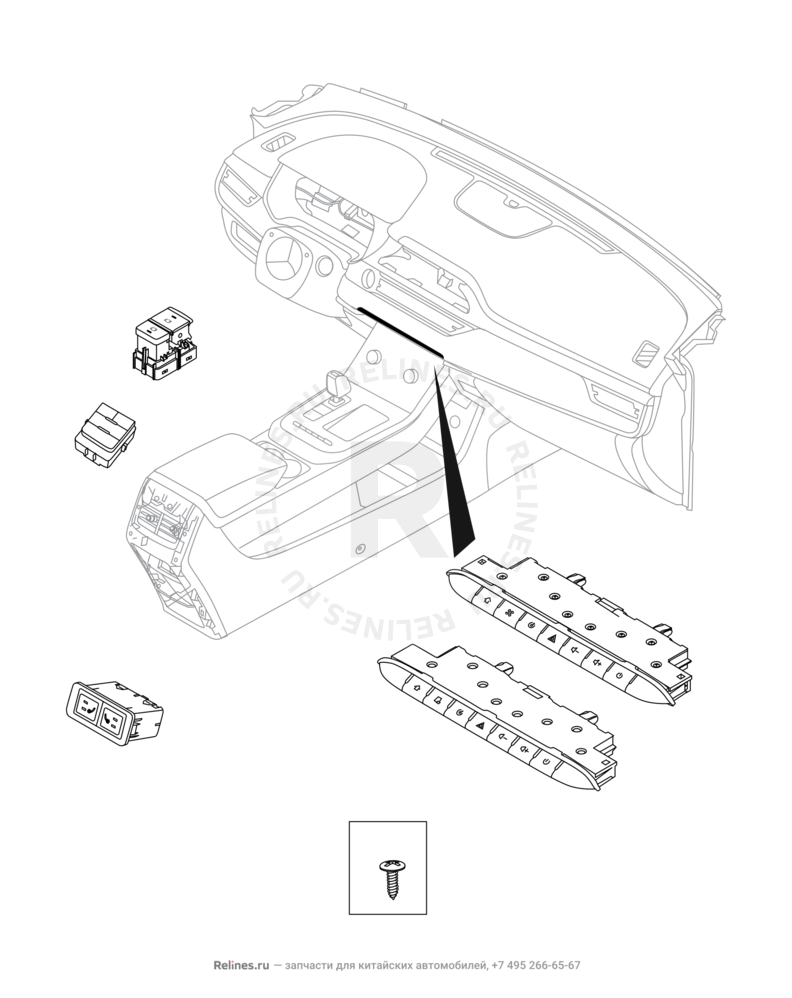 Запчасти Chery Tiggo 7 Pro Max Поколение I (2022)  — Кнопки управления панели приборов (2) — схема