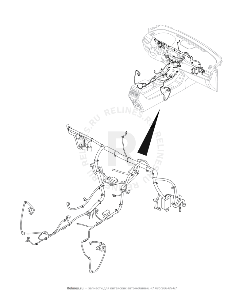 Запчасти Chery Tiggo 7 Pro Поколение I (2020)  — Проводка панели приборов (торпедо) — схема