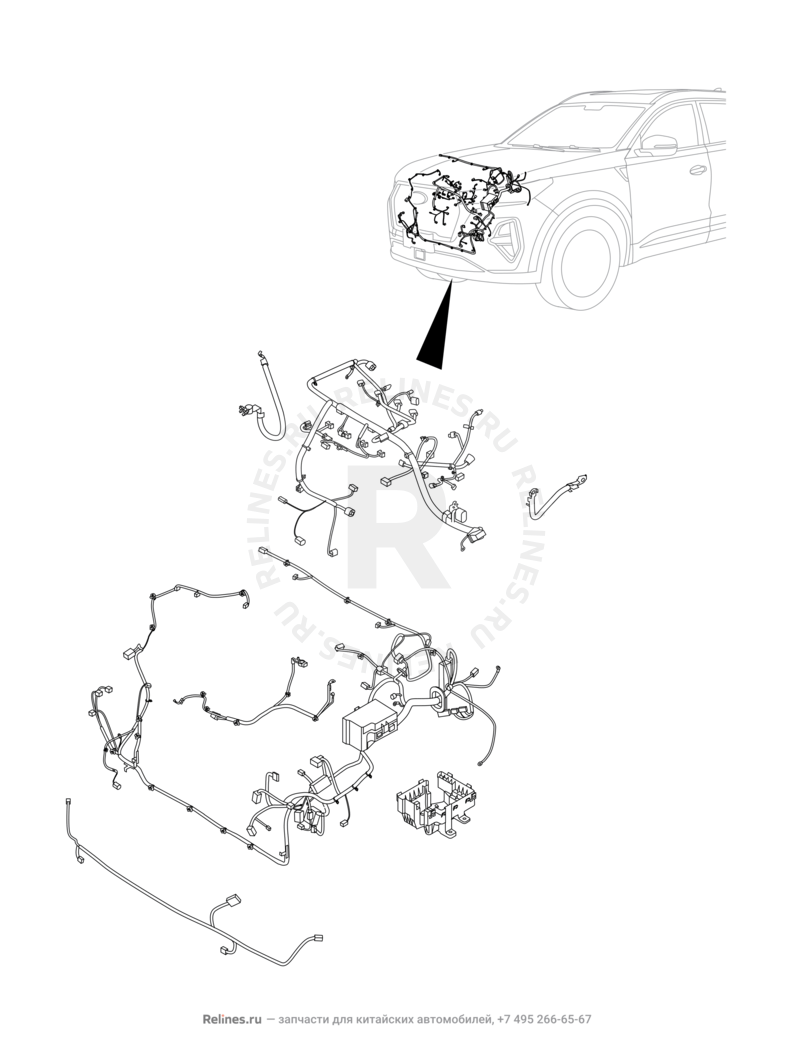 Запчасти Chery Tiggo 7 Pro Max Поколение I (2022)  — Проводка моторного отсека — схема