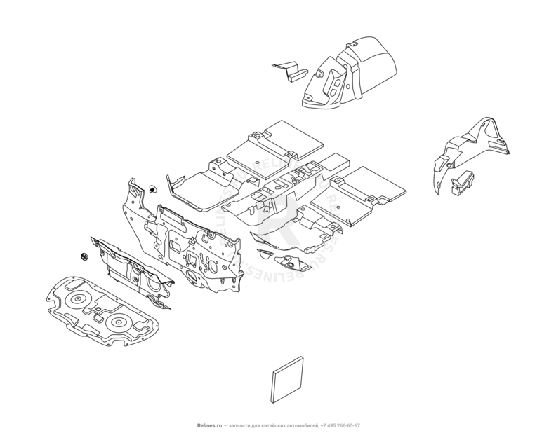 Запчасти Chery Tiggo 7 Pro Max Поколение I (2022)  — Шумоизоляция (3) — схема