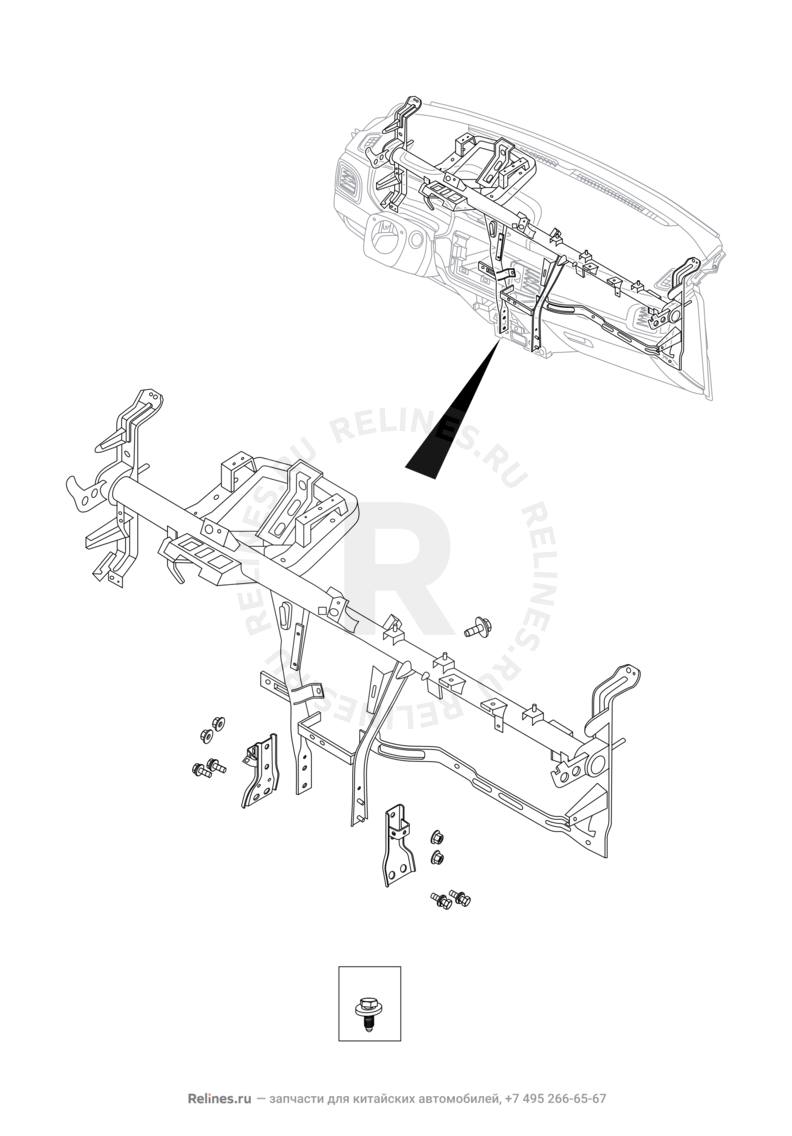 Запчасти Chery Tiggo 8 Поколение I (2018)  — Рама передней панели (торпедо) (3) — схема