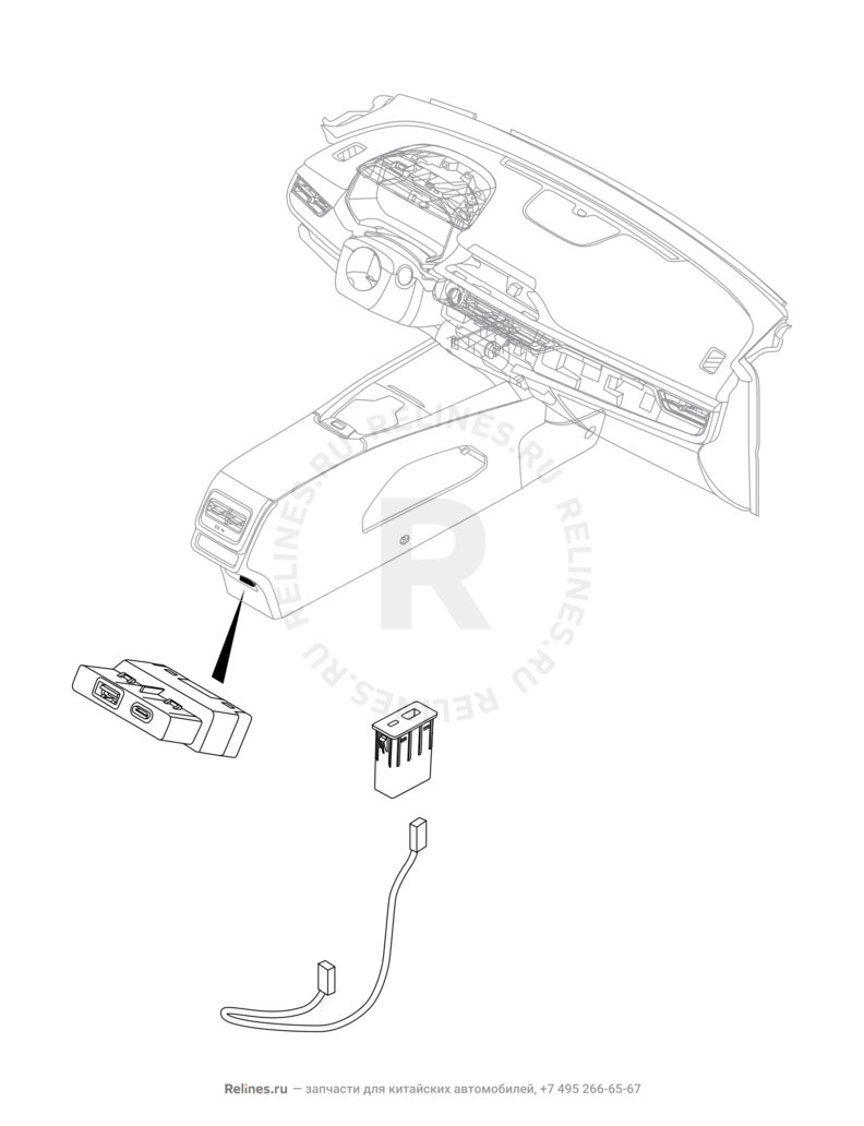 Запчасти Chery Tiggo 8 Поколение I (2018)  — Разъём USB и провод (4) — схема