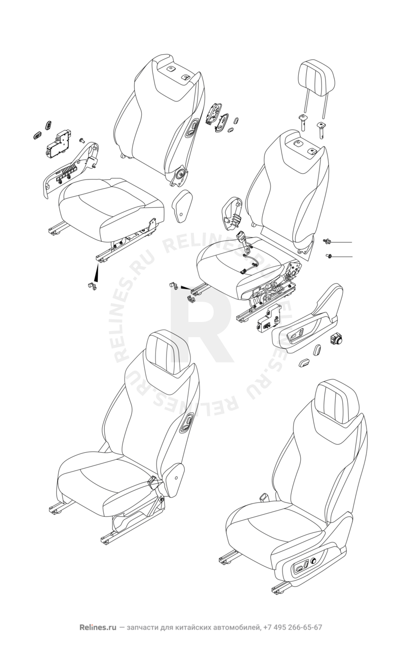 Запчасти Chery Tiggo 8 Pro Max Поколение I (2022)  — Передние сиденья (5) — схема