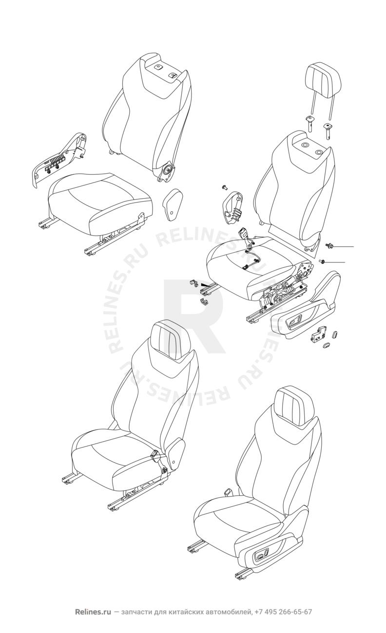 Запчасти Chery Tiggo 8 Pro Max Поколение I (2022)  — Передние сиденья (6) — схема