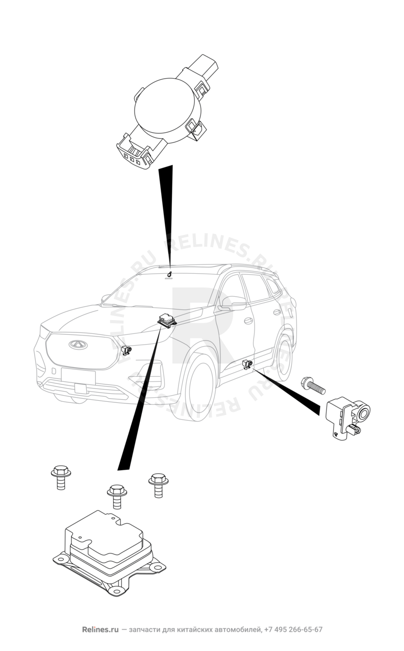 Запчасти Chery Tiggo 8 Pro Max Поколение I (2022)  — Блок управления подушками безопасности (Airbag) (4) — схема