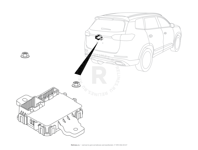 Запчасти Chery Tiggo 8 Pro Max Поколение I (2022)  — Модуль электропривода крышки багажника (5) — схема
