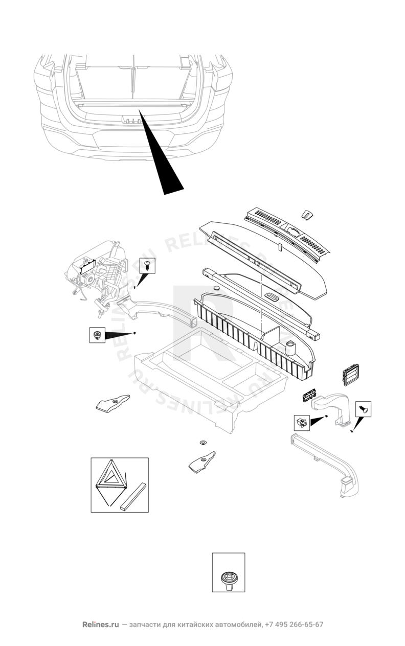 Запчасти Chery Tiggo 8 Pro Max Поколение I (2022)  — Обшивка багажного отсека (багажника) (6) — схема