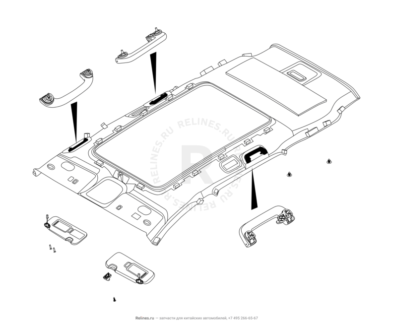 Запчасти Chery Tiggo 8 Pro Max Поколение I (2022)  — Обшивка и комплектующие крыши (потолка) (9) — схема
