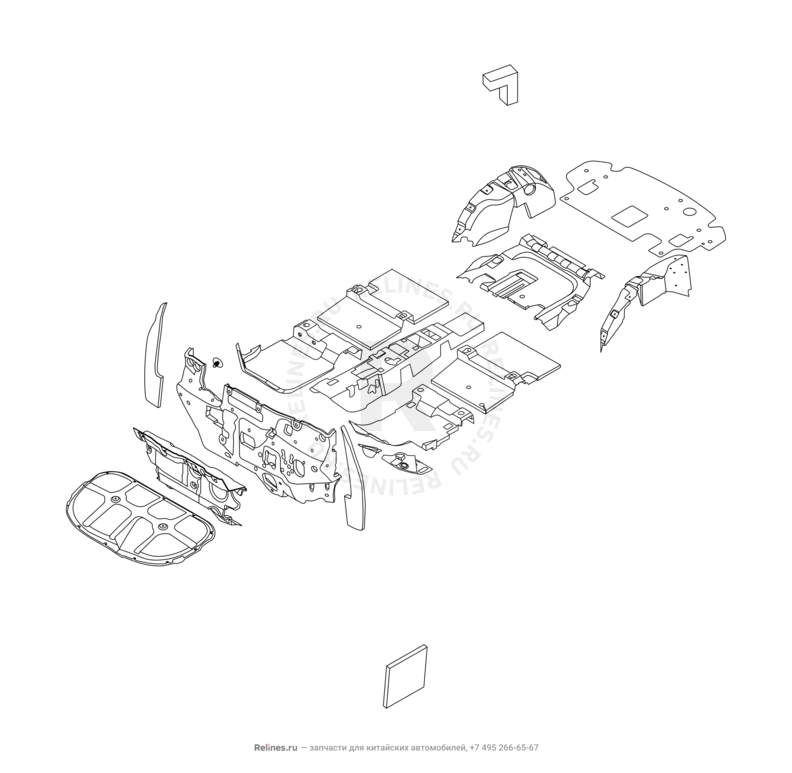Запчасти Chery Tiggo 8 Pro Max Поколение I (2022)  — Шумоизоляция (4) — схема