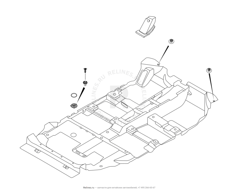 Запчасти Chery Tiggo 8 Pro Max Поколение I (2022)  — Обшивка (ковер) и комплектующие пола (5) — схема