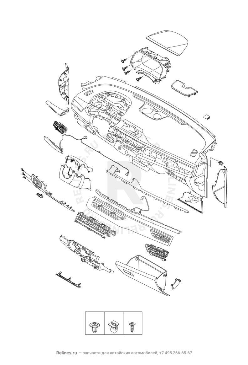 Запчасти Chery Tiggo 8 Pro Max Поколение I (2022)  — Передняя панель (торпедо) (7) — схема