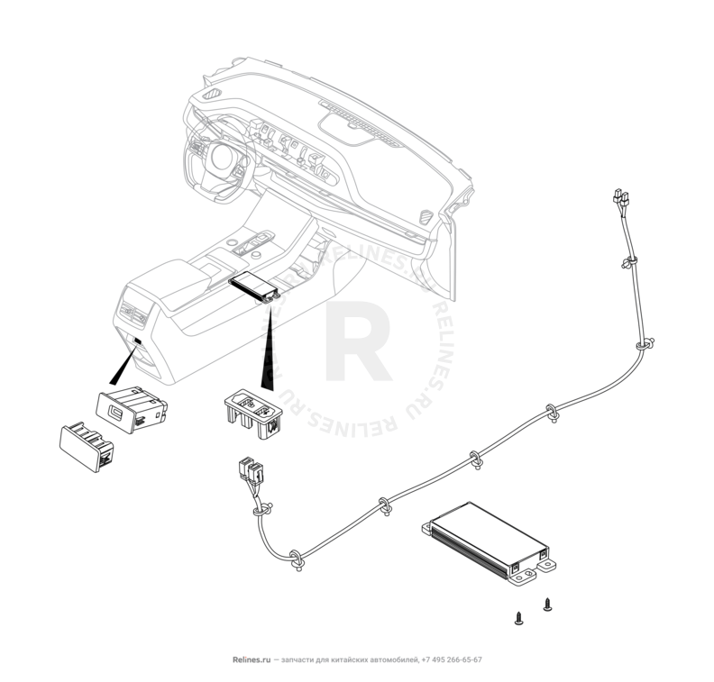 Запчасти Chery Tiggo 8 Pro Max Поколение I (2022)  — Разъём USB и провод (5) — схема