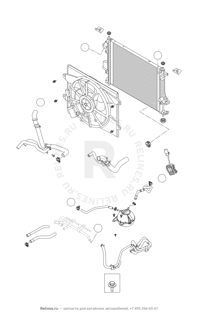 Запчасти Chery Tiggo 8 Pro Max Поколение I (2022)  — Радиатор охлаждения двигателя (2) — схема