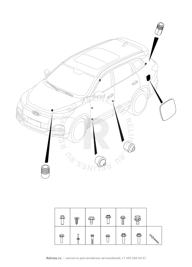 Запчасти Chery Tiggo 8 Поколение I (2018)  — Кузов (8) — схема