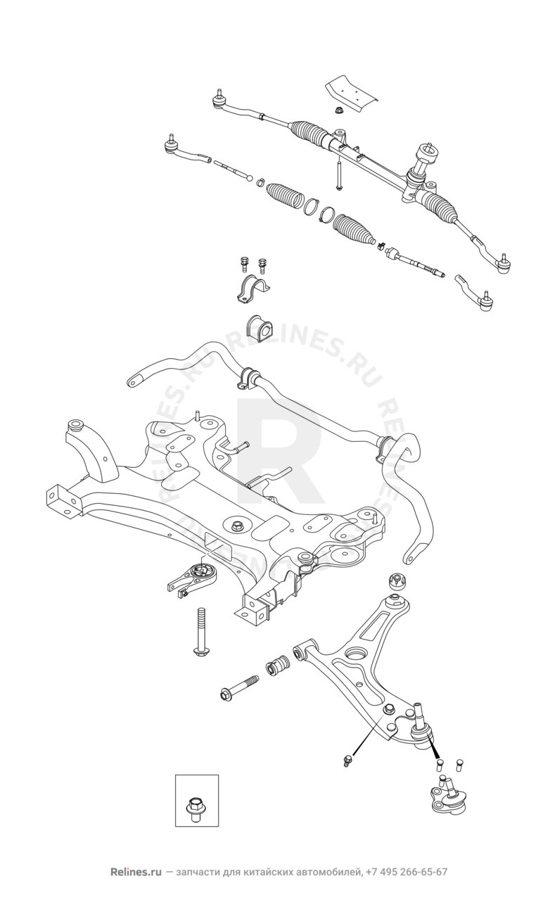 Подрамник и рулевая рейка Omoda C5 — схема