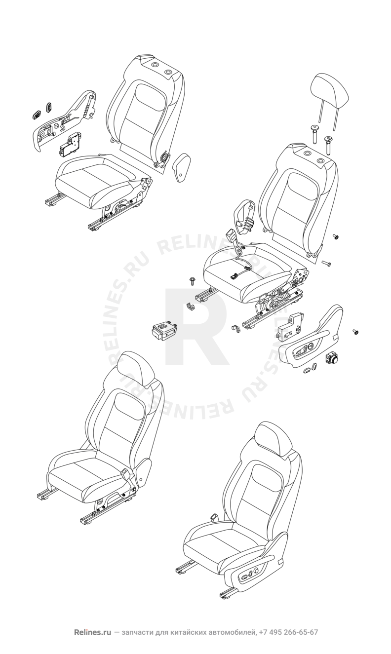 Запчасти Chery Tiggo 7 Pro Поколение I (2020)  — Передние сиденья — схема
