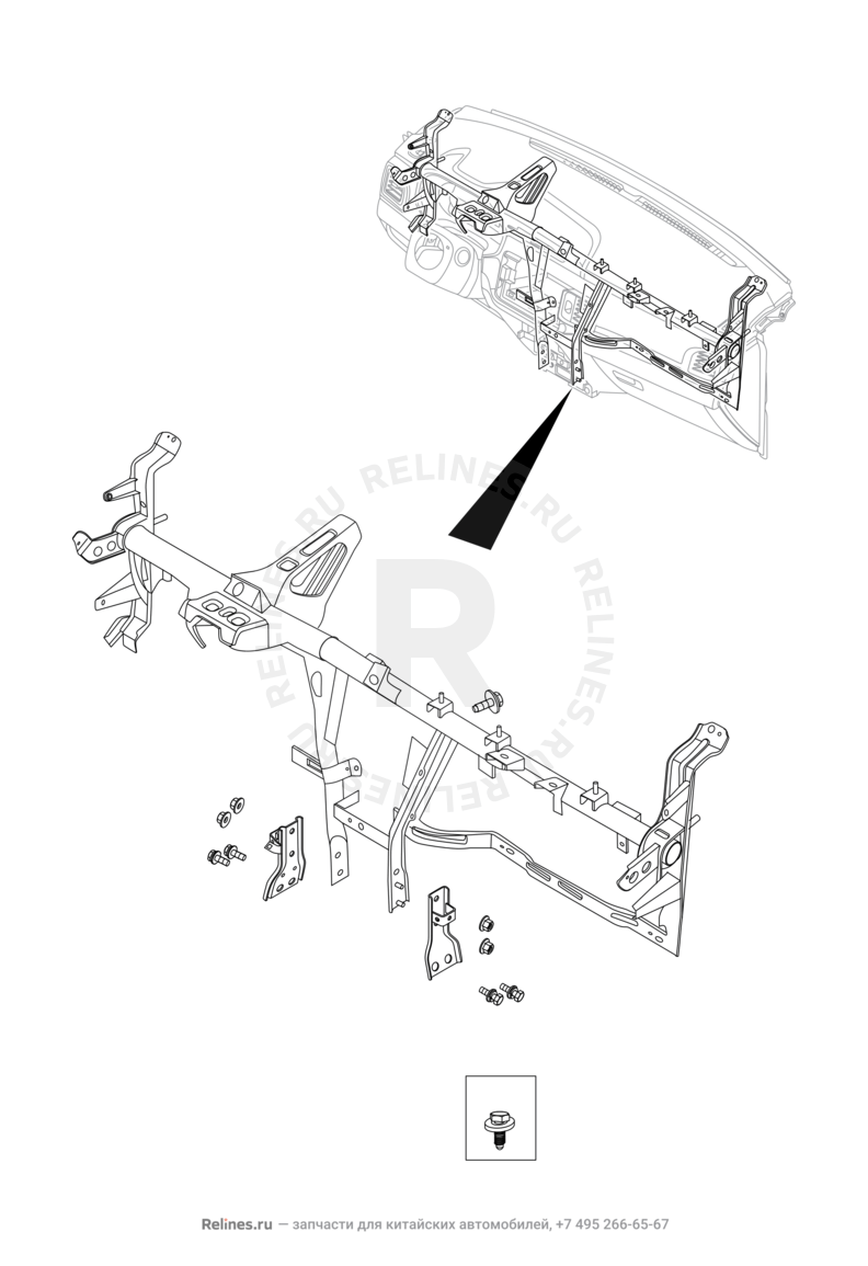Запчасти Chery Tiggo 8 Поколение I (2018)  — Рама передней панели (торпедо) (2) — схема