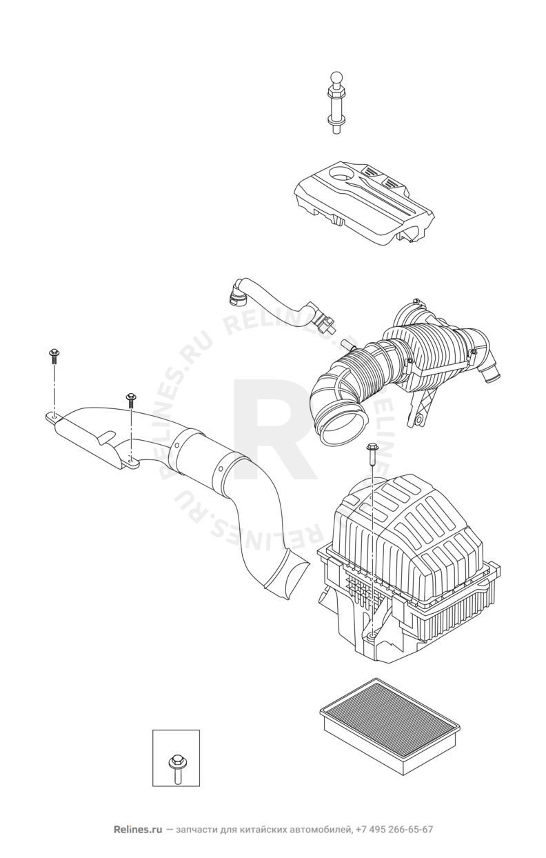 Запчасти Chery Tiggo 8 Поколение I (2018)  — Воздушный фильтр и корпус (5) — схема