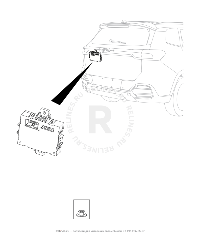 Запчасти Chery Tiggo 8 Поколение I (2018)  — Модуль электропривода крышки багажника (4) — схема