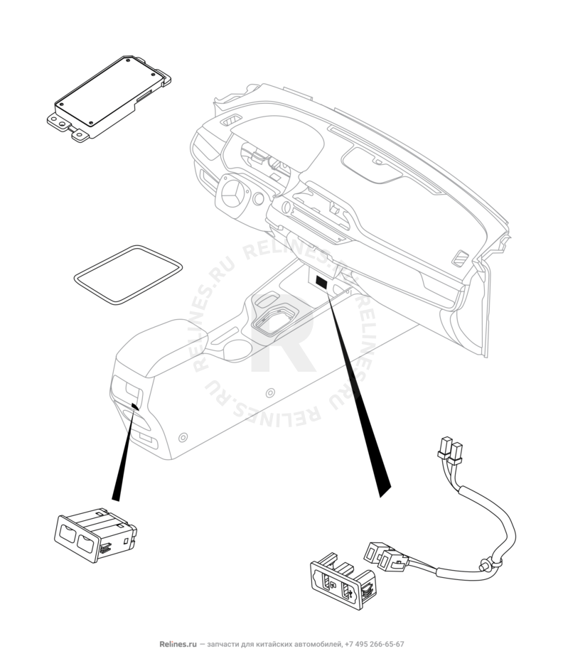 Запчасти Chery Tiggo 7 Pro Поколение I (2020)  — Разъём USB и провод (3) — схема