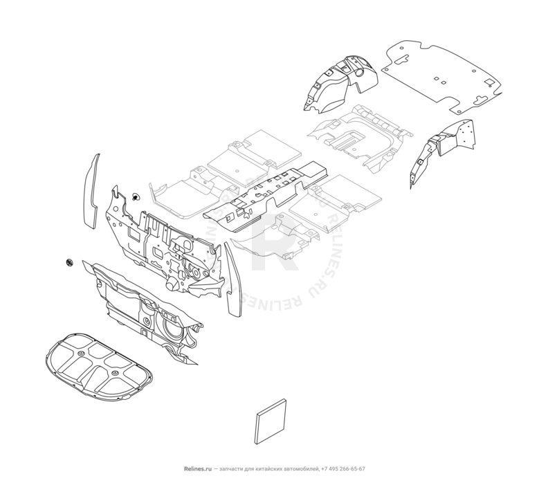 Запчасти Chery Tiggo 8 Pro Max Поколение I (2022)  — Шумоизоляция (2) — схема