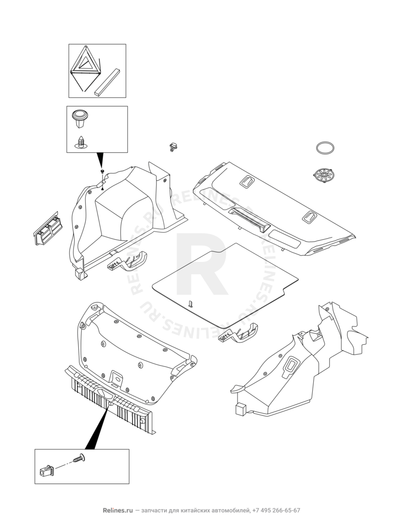 Обшивка багажного отсека (багажника) Omoda S5 — схема