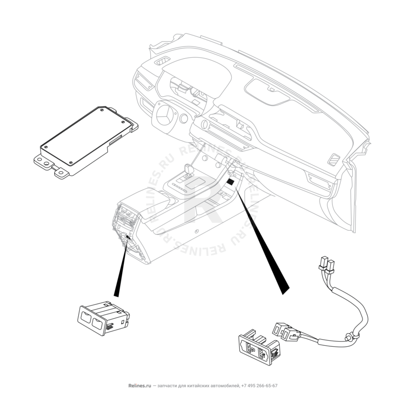 Запчасти Chery Tiggo 7 Pro Max Поколение I (2022)  — Разъём USB и провод (4) — схема