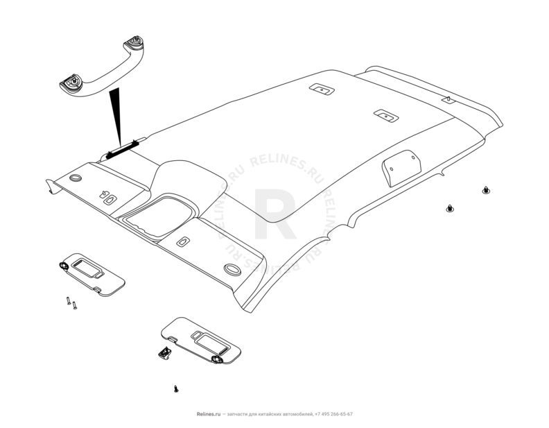 Запчасти Chery Tiggo 7 Pro Поколение I (2020)  — Обшивка и комплектующие крыши (потолка) (7) — схема