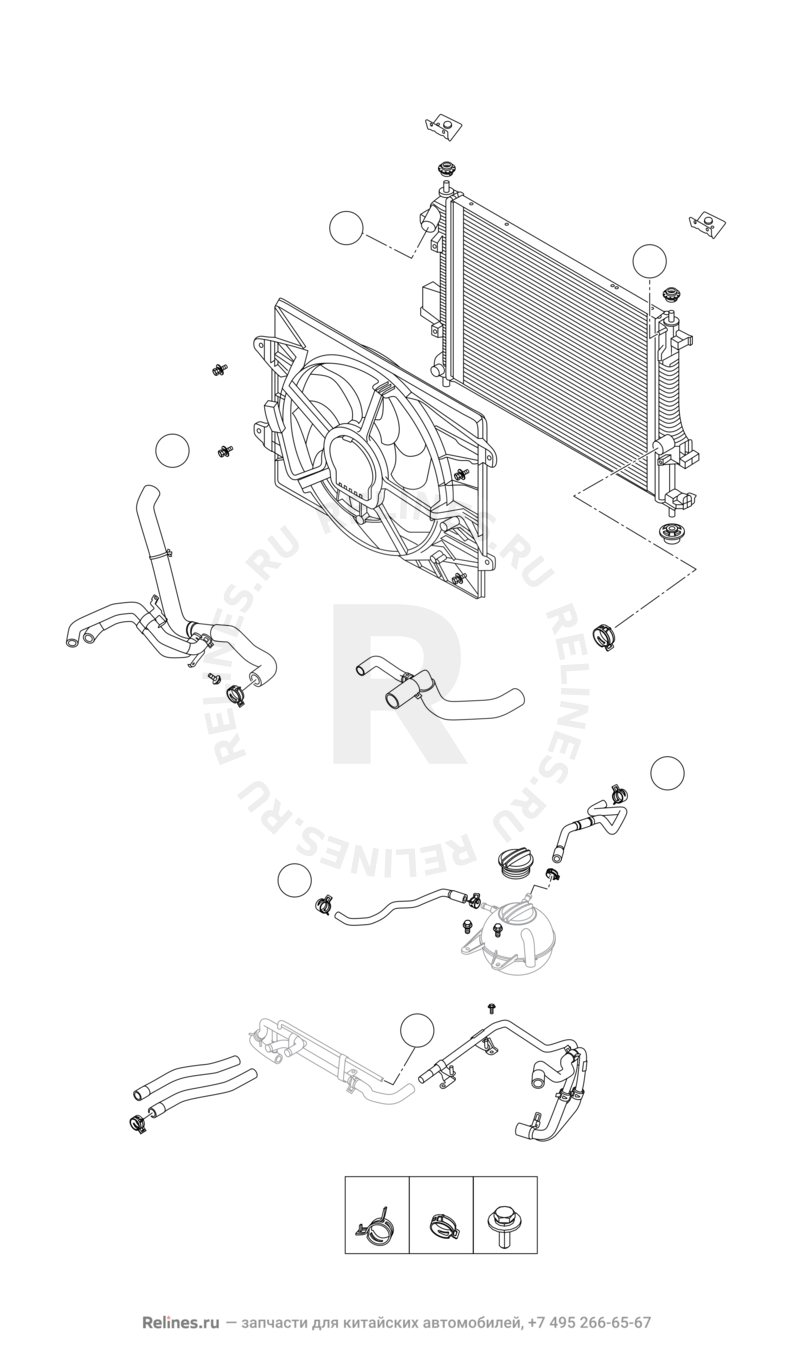 Запчасти Chery Tiggo 8 Поколение I (2018)  — Радиатор охлаждения двигателя (4) — схема