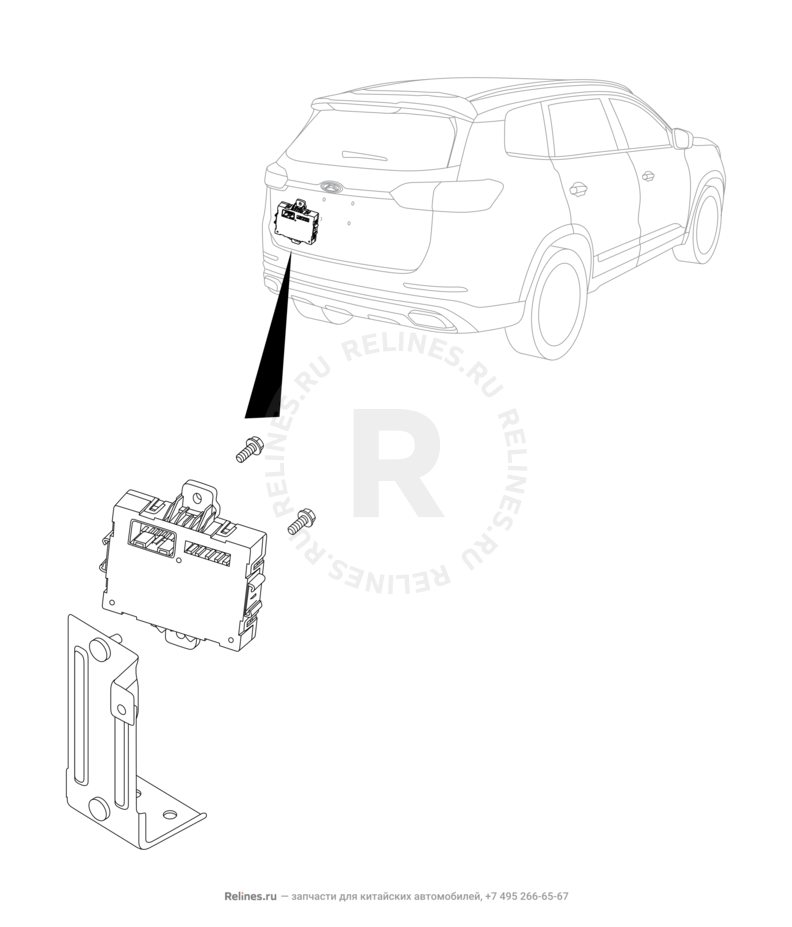 Запчасти Chery Tiggo 8 Поколение I (2018)  — Модуль электропривода крышки багажника (5) — схема