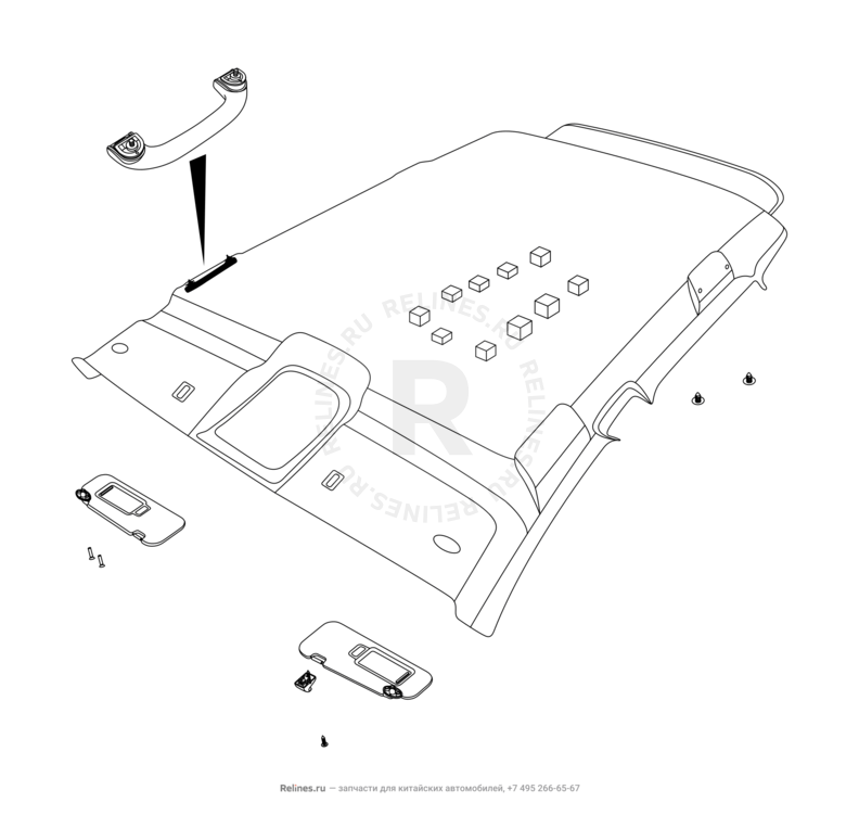 Запчасти Chery Tiggo 4 Pro Поколение I (2021)  — Обшивка и комплектующие крыши (потолка) (2) — схема