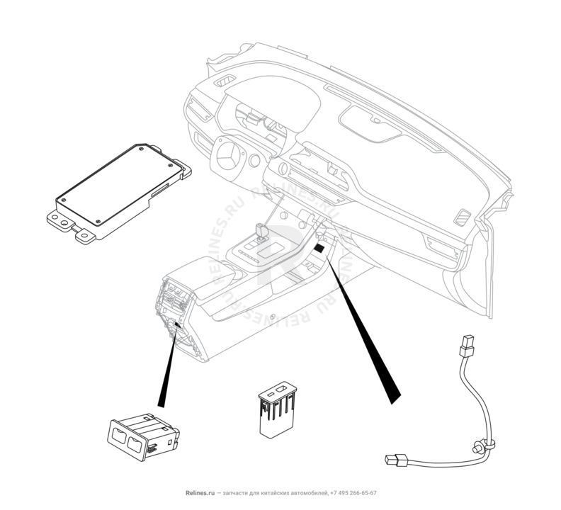 Запчасти Chery Tiggo 7 Pro Max Поколение I (2022)  — Разъём USB и провод (5) — схема