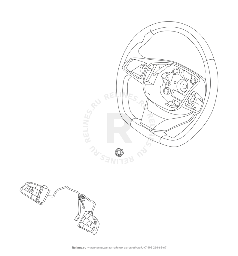 Запчасти Chery Tiggo 7 Pro Max Поколение I (2022)  — Рулевое колесо (руль) и подушки безопасности (3) — схема