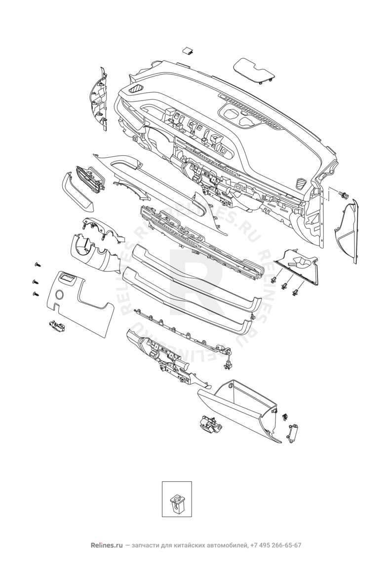 Запчасти Chery Tiggo 7 Pro Max Поколение I (2022)  — Передняя панель (торпедо) (2) — схема