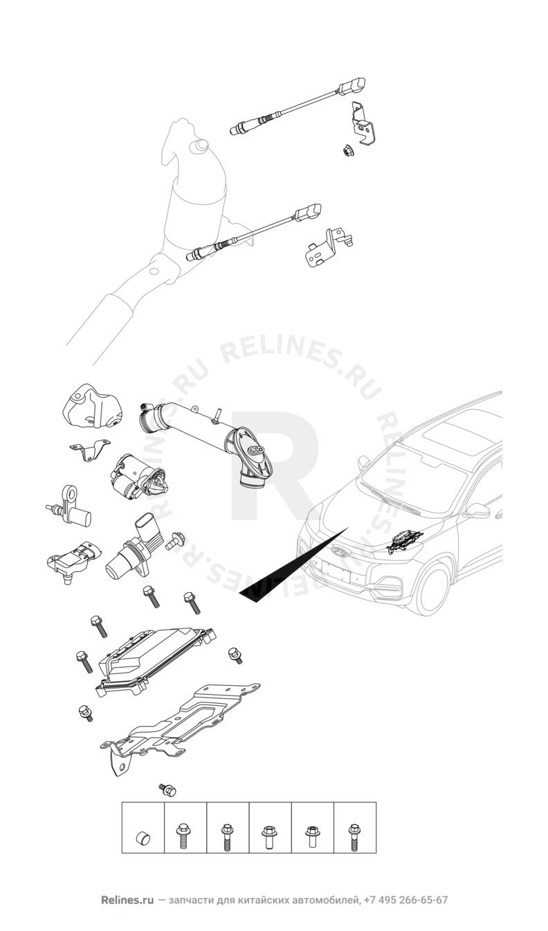 Запчасти Chery Tiggo 8 Поколение I (2018)  — Блок управления двигателем и датчики (1) — схема