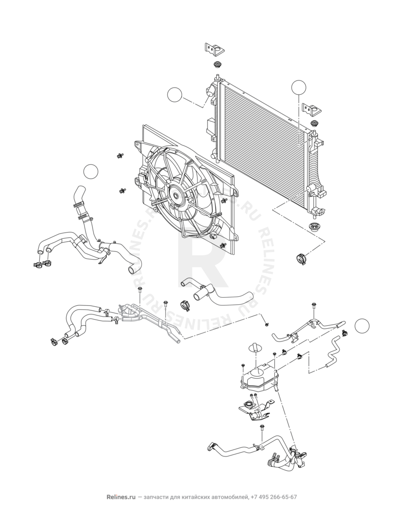 Радиатор охлаждения двигателя Chery Arrizo 8 — схема