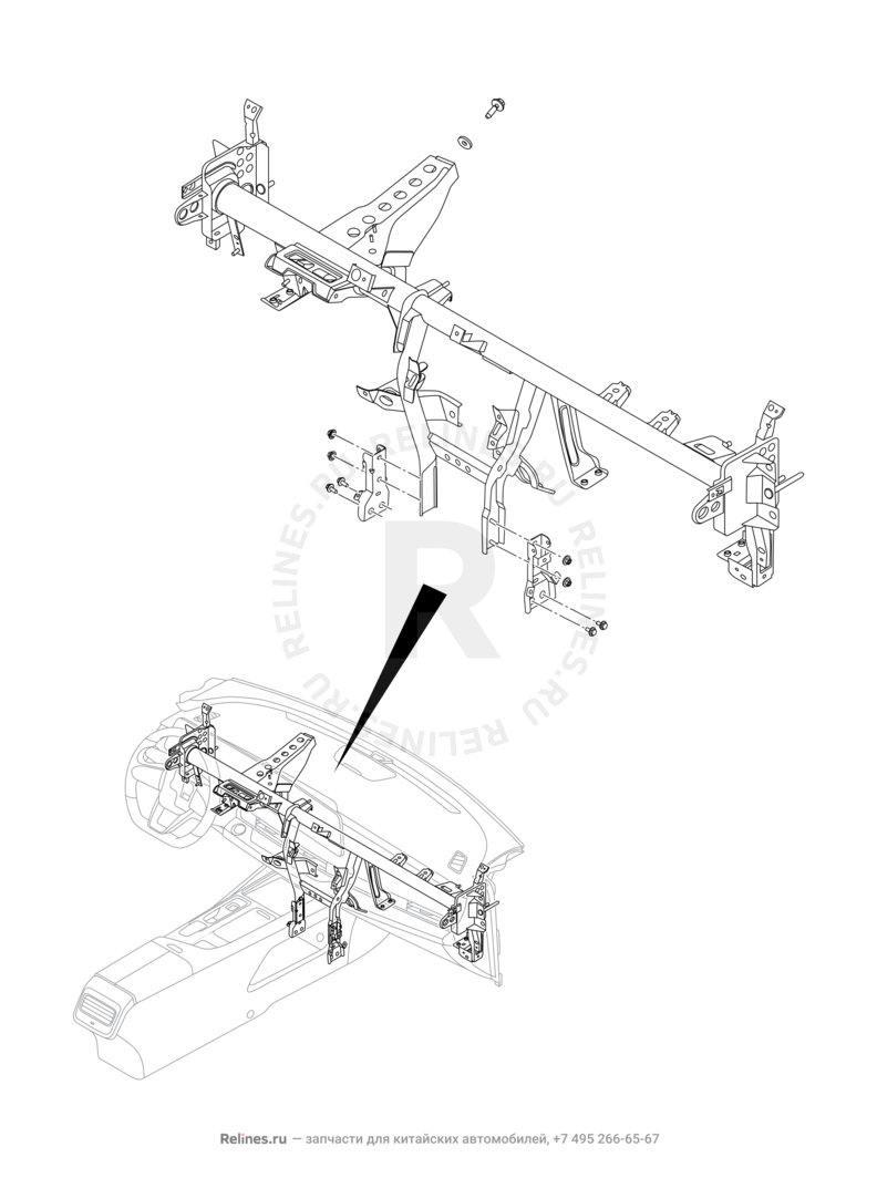 Запчасти Chery Arrizo 8 Поколение I (2022)  — Рама передней панели (торпедо) (2) — схема