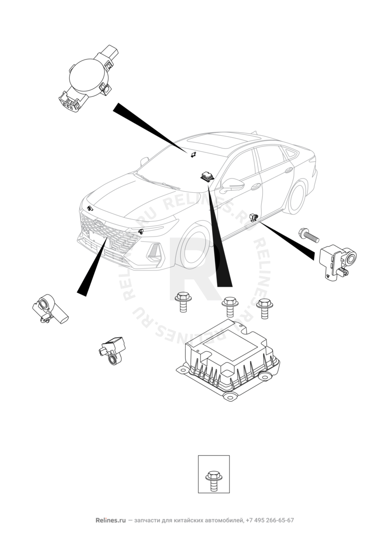 Запчасти Chery Arrizo 8 Поколение I (2022)  — Блок управления подушками безопасности (Airbag) (4) — схема