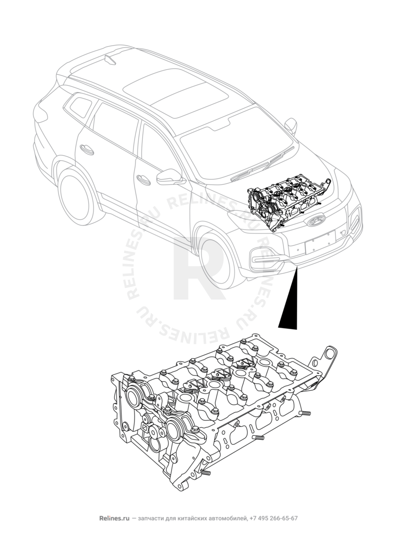 Запчасти Chery Tiggo 8 Поколение I (2018)  — Двигатель в сборе — схема
