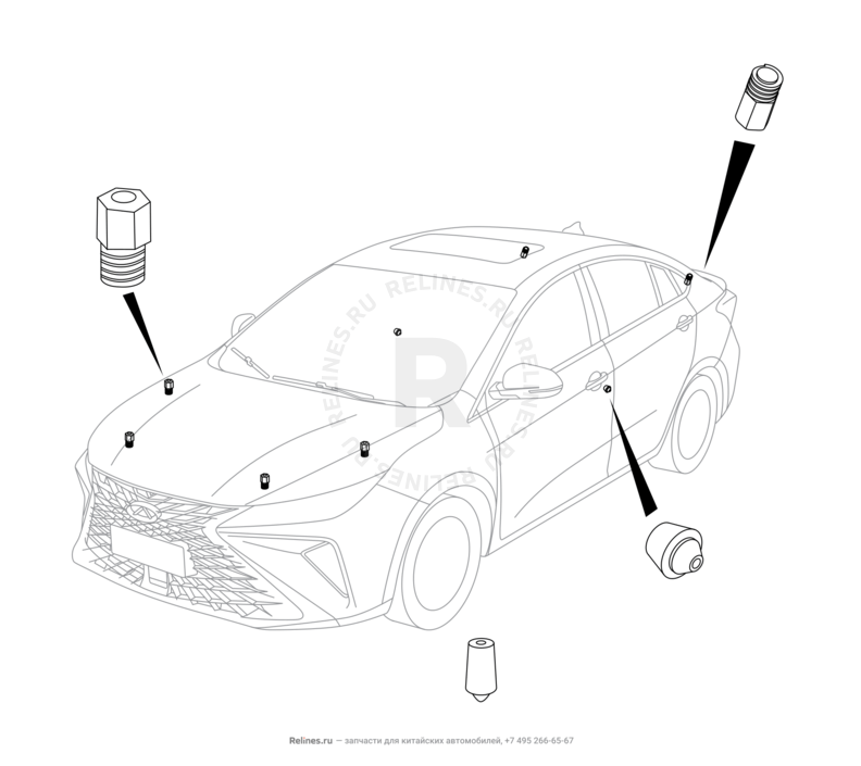 Запчасти Omoda S5 GT Поколение I (2022)  — Отбойники и демпфер — схема