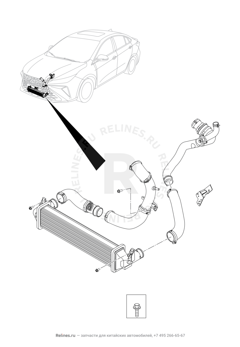 Запчасти Omoda S5 GT Поколение I (2022)  — Радиатор воздушный (интеркулер) — схема