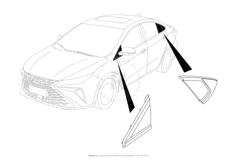 Накладки кузова, клапан вентиляции Omoda S5 GT — схема