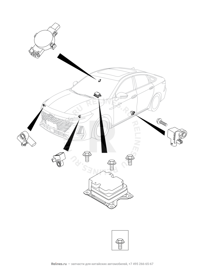 Запчасти Chery Arrizo 8 Поколение I (2022)  — Блок управления подушками безопасности (Airbag) (2) — схема