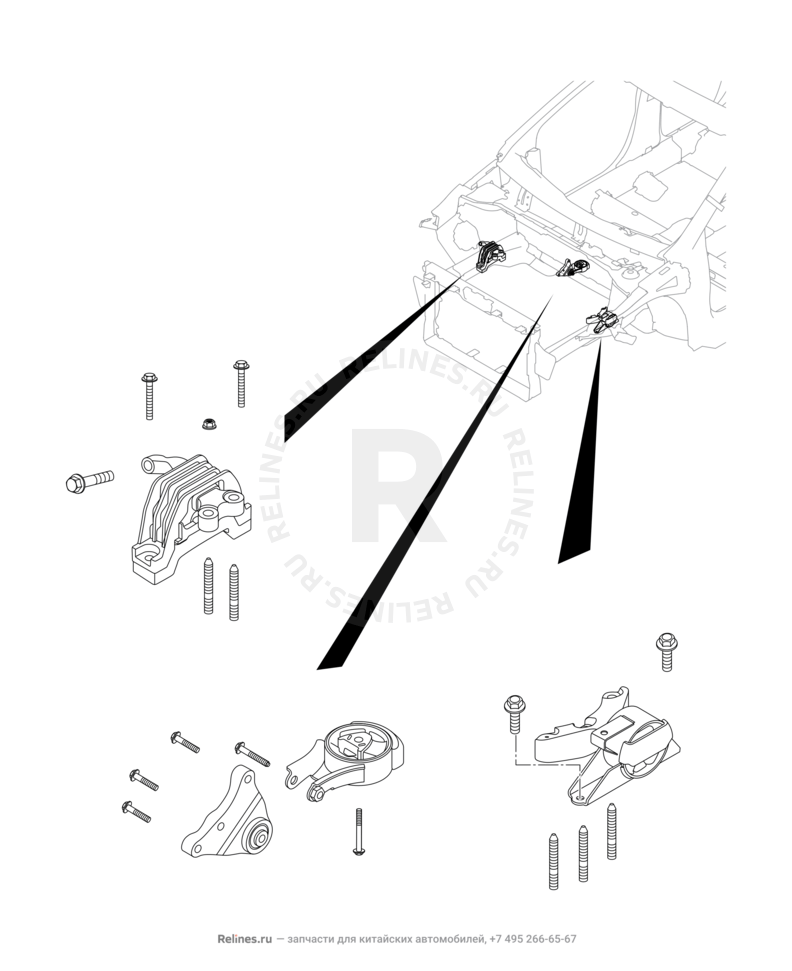Опоры двигателя (2) Omoda S5 — схема