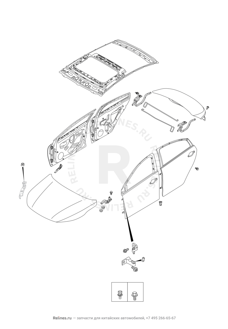 Запчасти Omoda S5 GT Поколение I (2022)  — Кузовные детали — схема