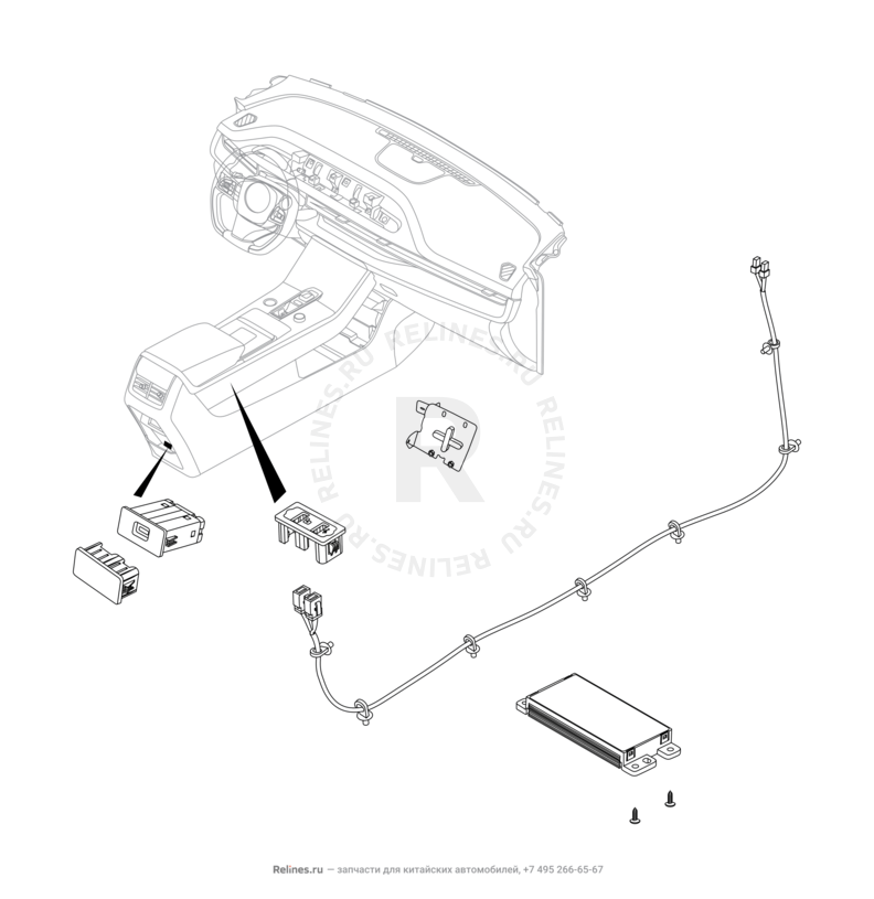 Запчасти Chery Tiggo 8 Pro Max Поколение I (2022)  — Разъём USB и провод (7) — схема