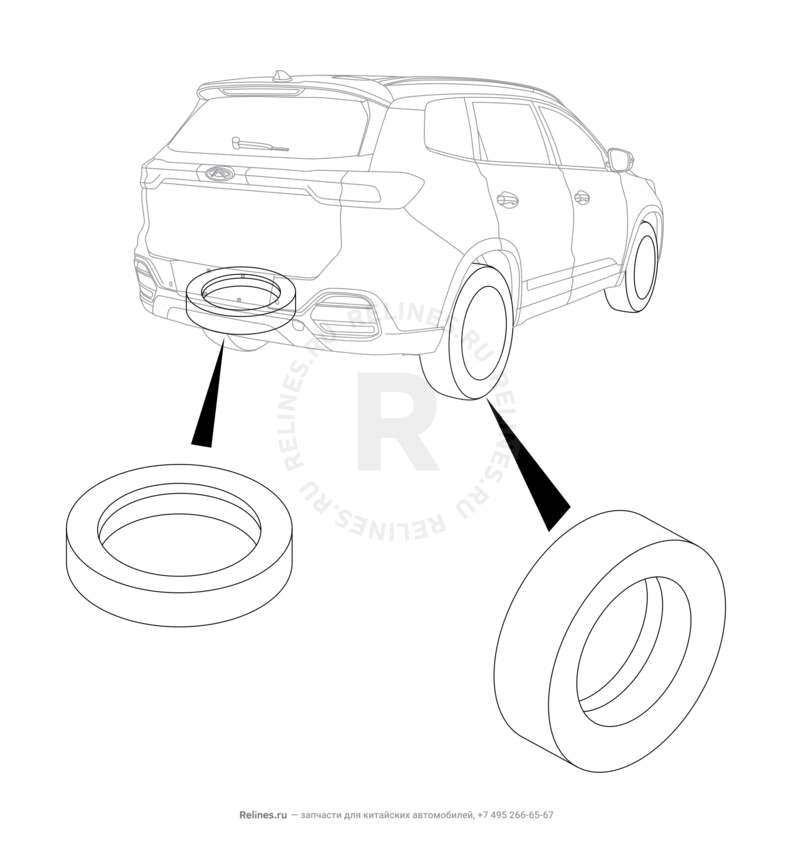Запчасти Chery Tiggo 8 Поколение I (2018)  — Покрышка (шина) — схема