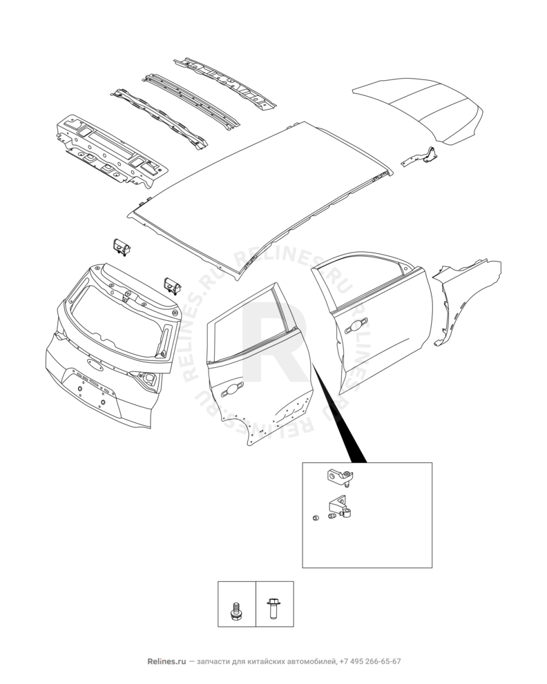 Кузовные детали Chery Tiggo 4 — схема
