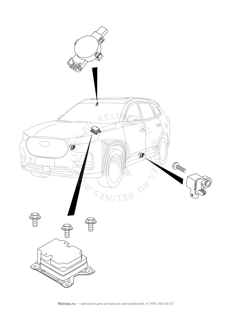 Запчасти Chery Tiggo 8 Pro Max Поколение I (2022)  — Блок управления подушками безопасности (Airbag) (5) — схема