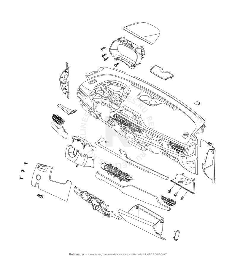 Запчасти Chery Tiggo 4 Pro Поколение I (2021)  — Передняя панель (торпедо) (4) — схема